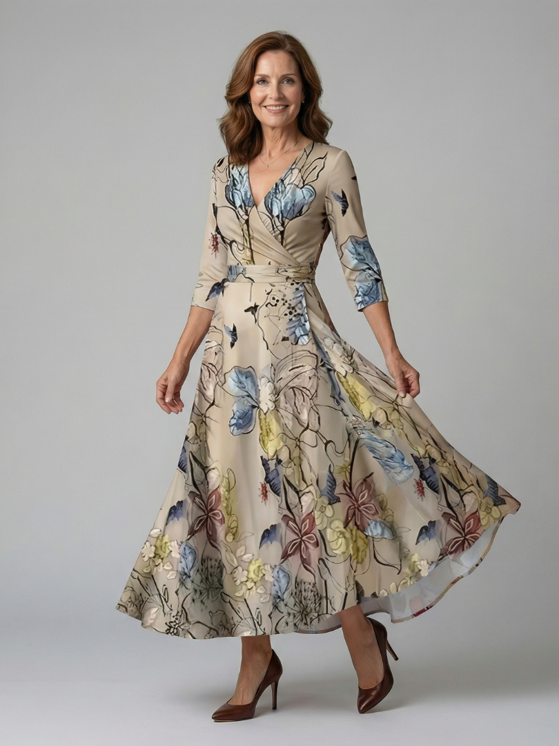 Hanne | Midi Dress with Criss-Cross Neckline