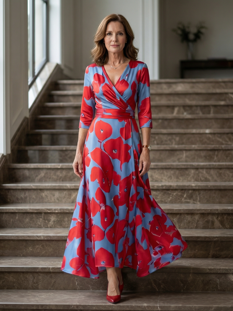 Hanne | Midi Dress with Criss-Cross Neckline