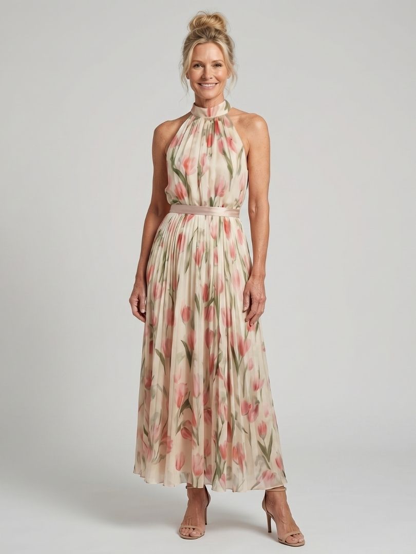 Roos | Floral Midi Halter Dress