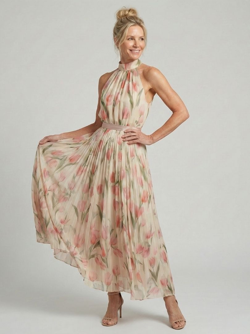 Roos | Floral Midi Halter Dress