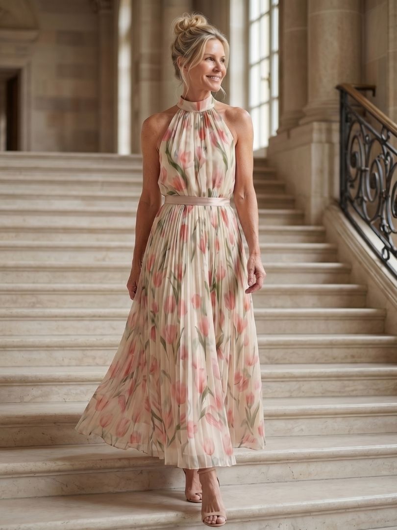 Roos | Floral Midi Halter Dress