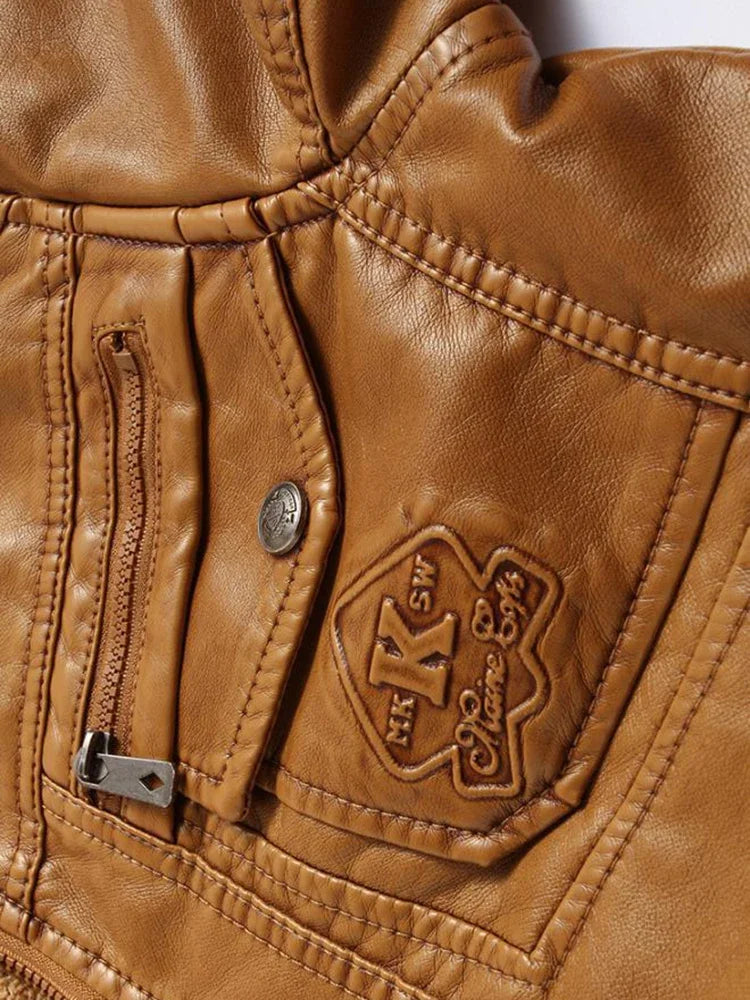 Beaumont™ | Vintage Leather Jacket with Hood