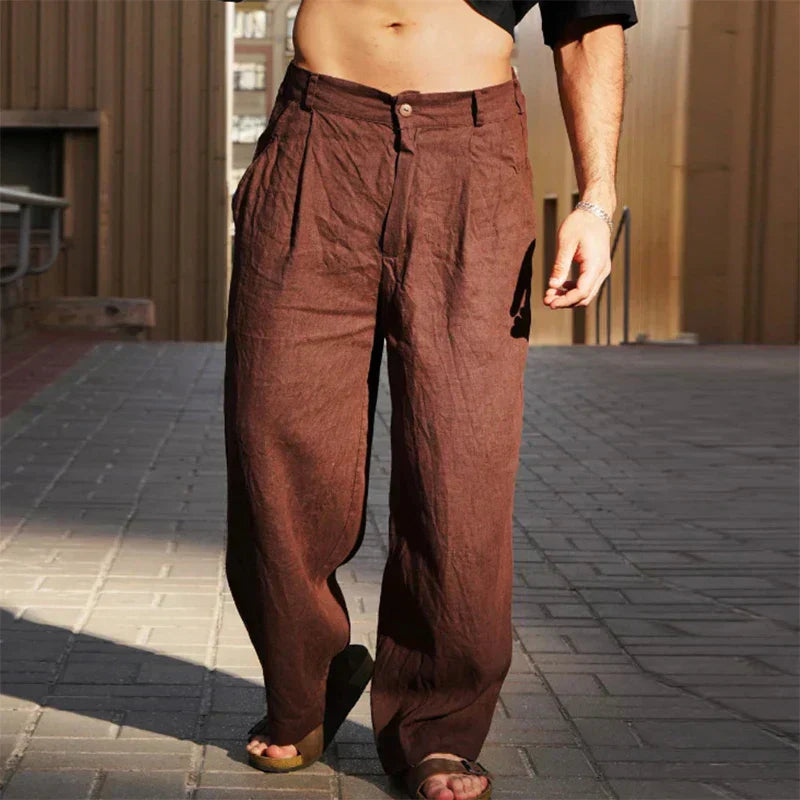 DARIO | LINEN PANTS WITH WIDE LEGS