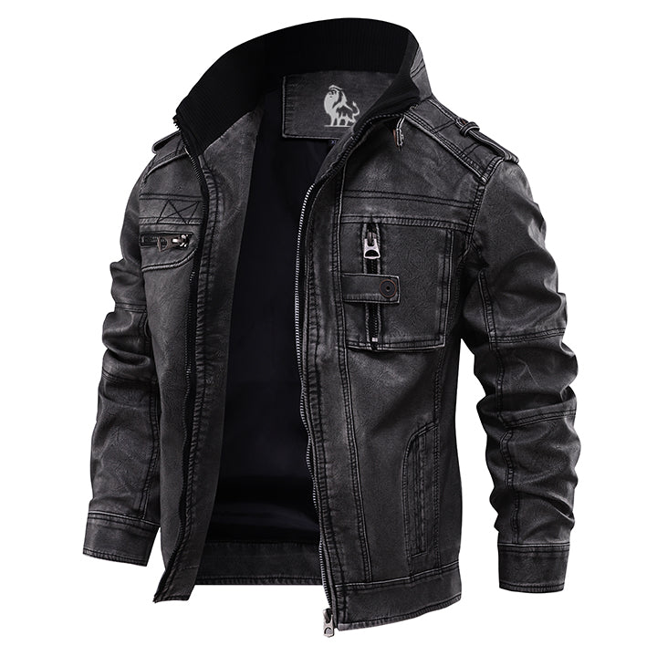 Lacroix™ | Faded Leather Jacket with Hood
