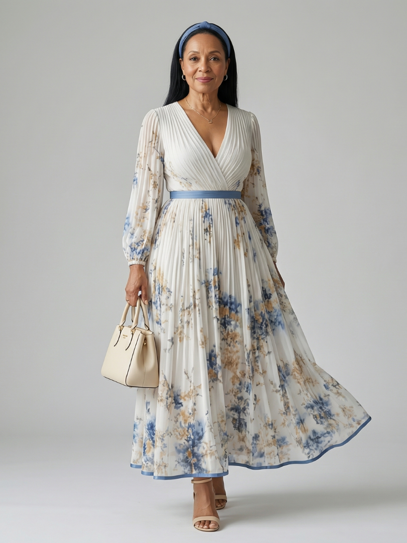 Lien | Midi Wrap Pleated Dress