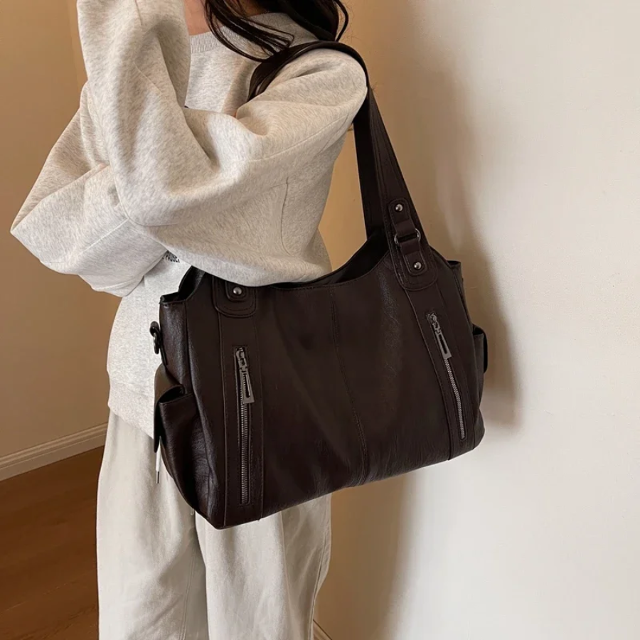 UMA - DUAL ZIPPER LARGE CAPACITY SHOULDER BAG