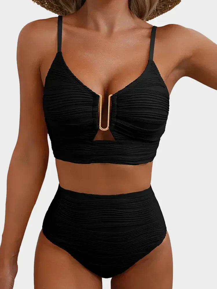 2 PIECE BIKINI SET U-WIRE CUTOUT SWIMSUIT