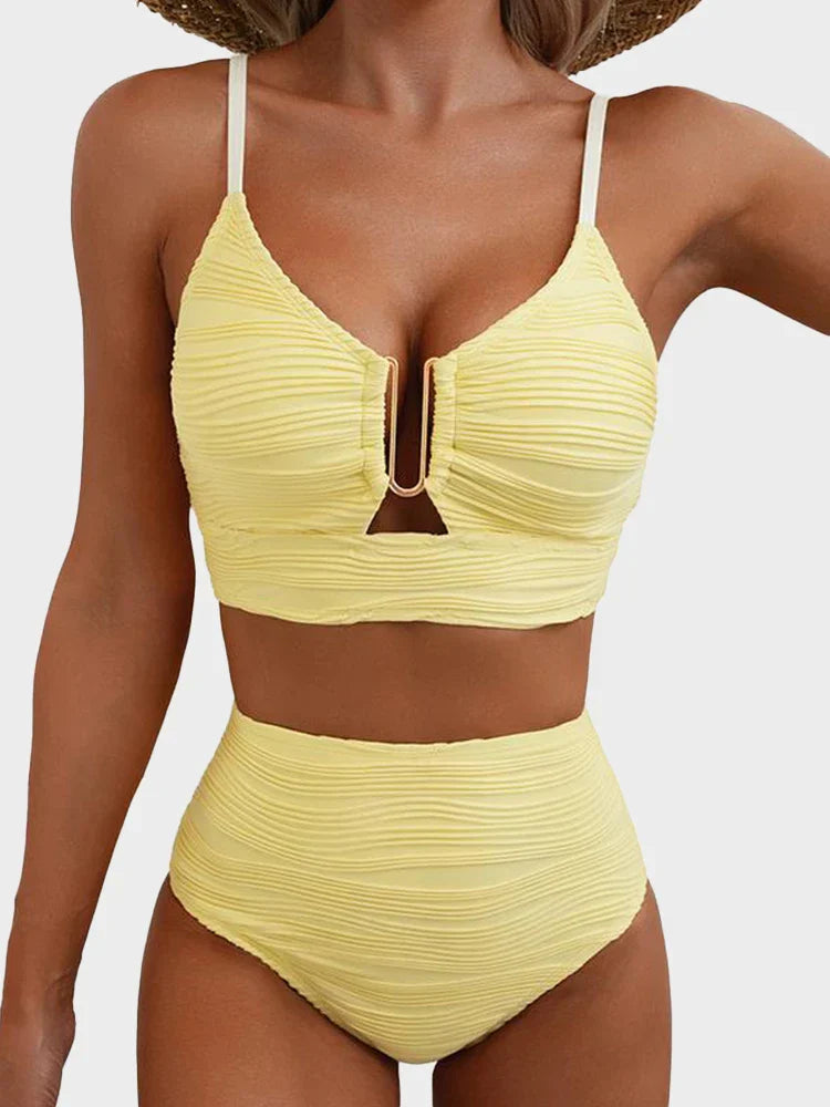 2 PIECE BIKINI SET U-WIRE CUTOUT SWIMSUIT
