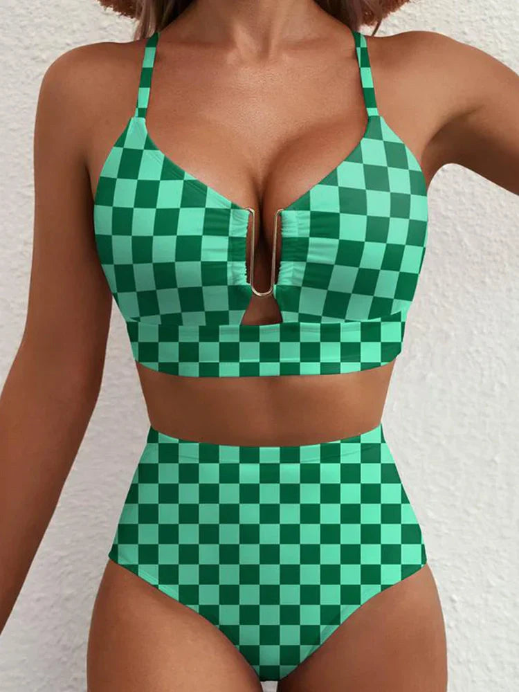 2 PIECE BIKINI SET U-WIRE CUTOUT SWIMSUIT