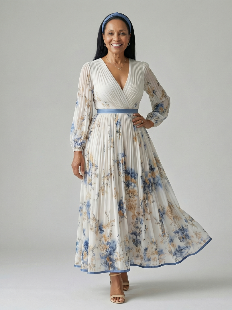 Lien | Midi Wrap Pleated Dress
