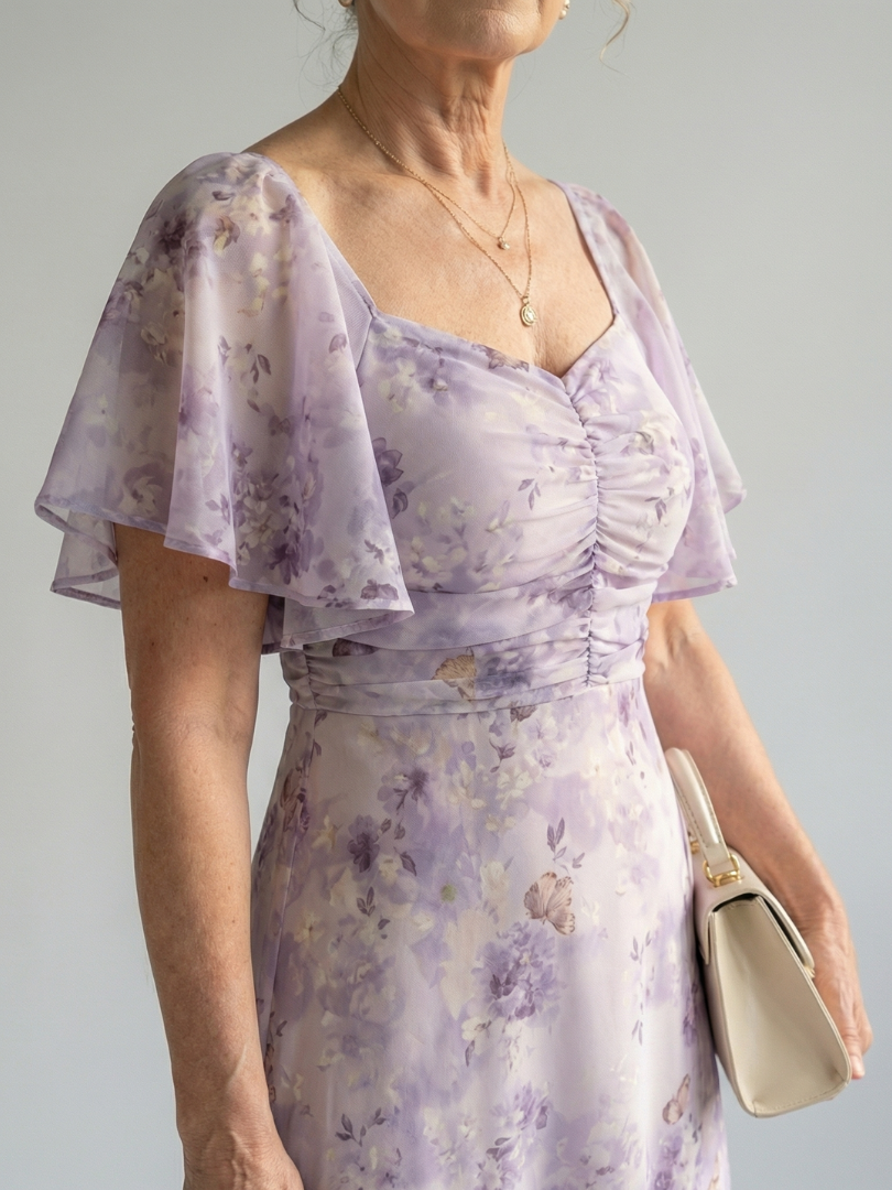 Danique | Midi dress with ruched sleeves