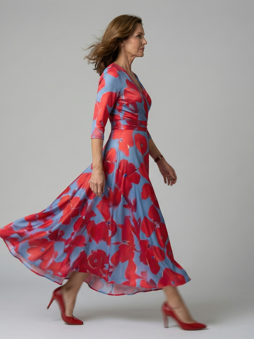 Hanne | Midi Dress with Criss-Cross Neckline