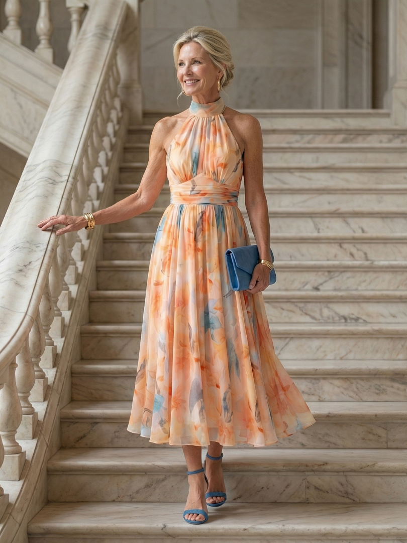 Axelle | Midi Halter Dress