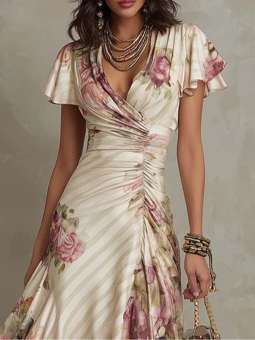 Alba™ | Elegant Midi dress in retro style with floral pattern