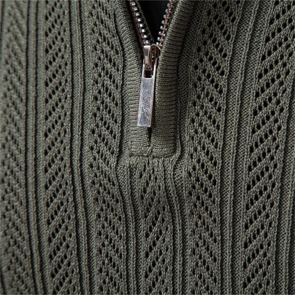 ARMAND | LUXE STRUCTURE POLO WITH ZIP FOR MEN