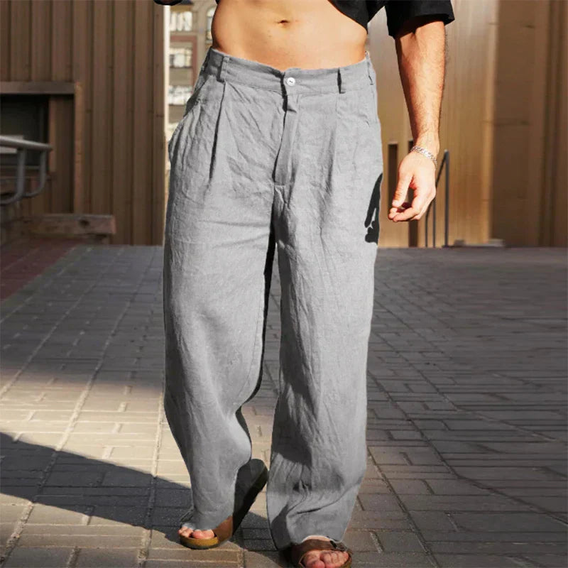 DARIO | LINEN PANTS WITH WIDE LEGS