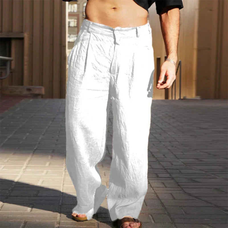 DARIO | LINEN PANTS WITH WIDE LEGS